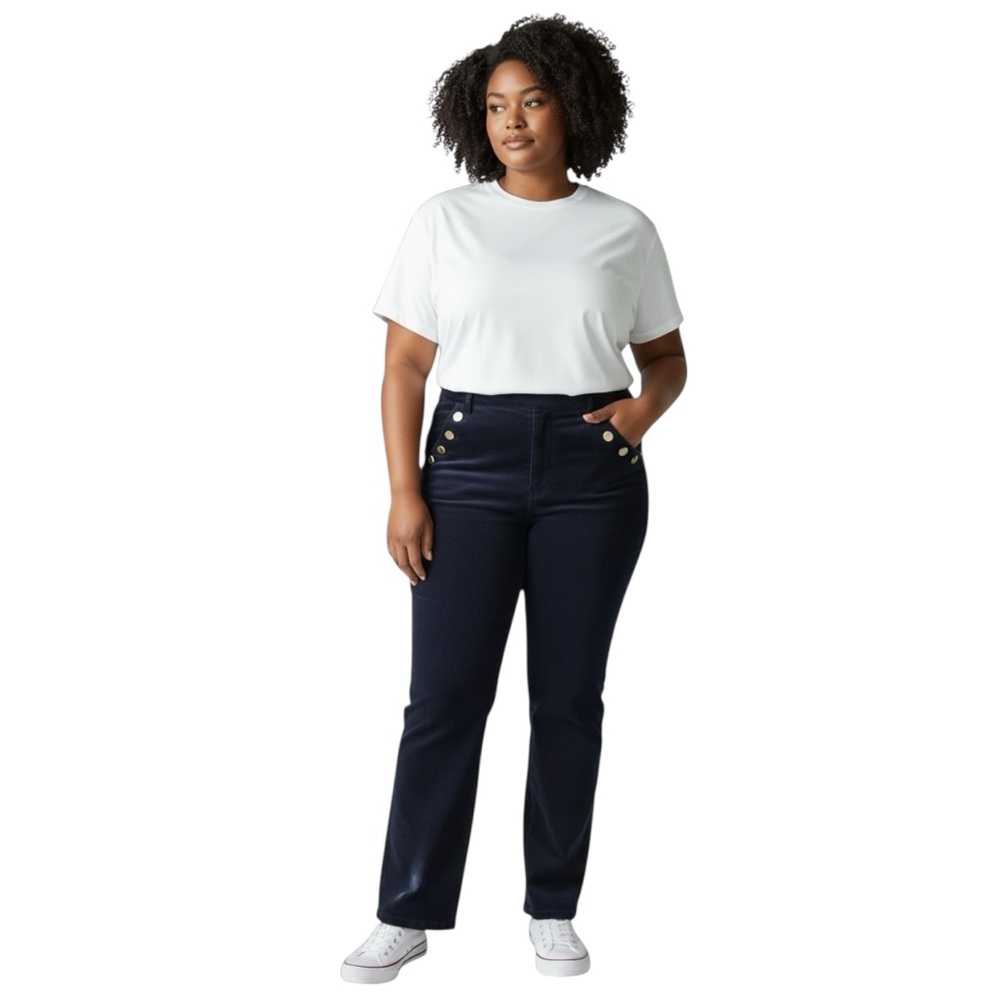 MODCLOTH women's size 14 corduroy retro style sailor wide leg blue pants